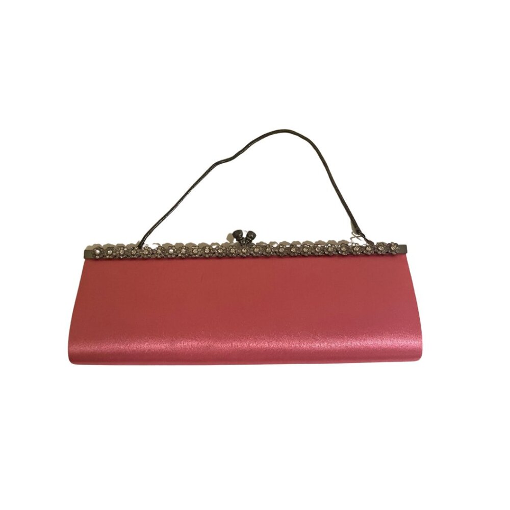 Elegant Kate Landry Hot Pink Handbag Clutch Purse with Rhinestone trim mint